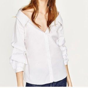 Zara Off Shoulder Button Down